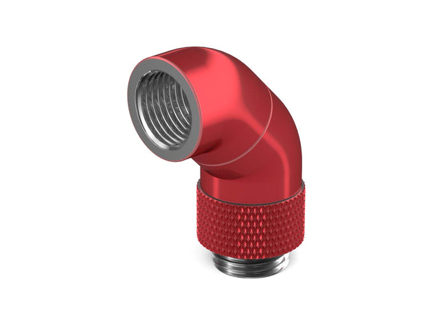 PrimoChill Male to Female G 1/4in. 90 Degree SX Dual Rotary Snake Fitting - Candy Red