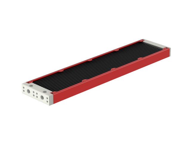 PrimoChill 480SL (30mm) EXIMO Modular Radiator, White POM, 4x120mm, Quad Fan (R-SL-W48) Available in 20+ Colors, Assembled in USA and Custom Watercooling Loop Ready - Razor Red