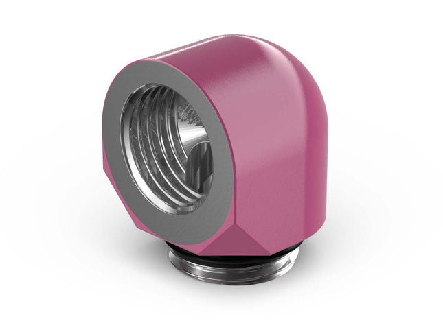 PrimoChill Male to Female G1/4 90 Degree SX Elbow Fitting - Magenta - Magenta