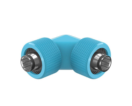 PrimoChill SecureFit SX - Premium 90 Degree Compression Fitting Set For 7/16in ID x 5/8in OD Flexible Tubing (F-SFSX75890) - Available in 20+ Colors, Custom Watercooling Loop Ready - PrimoChill - KEEPING IT COOL Sky Blue