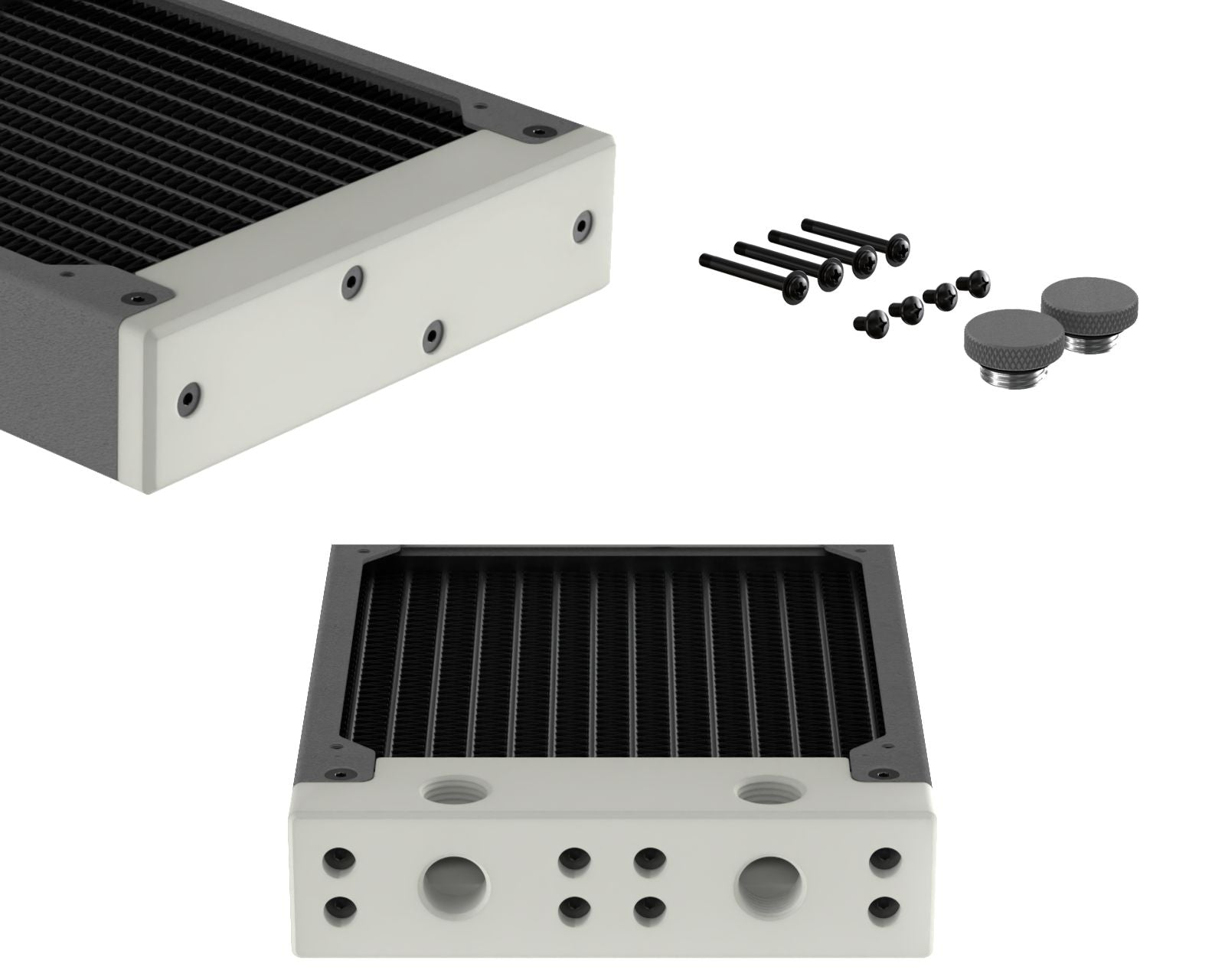PrimoChill 120SL (30mm) EXIMO Modular Radiator, White POM, 1x120mm, Single Fan (R-SL-W12) Available in 20+ Colors, Assembled in USA and Custom Watercooling Loop Ready - TX Matte Gun Metal