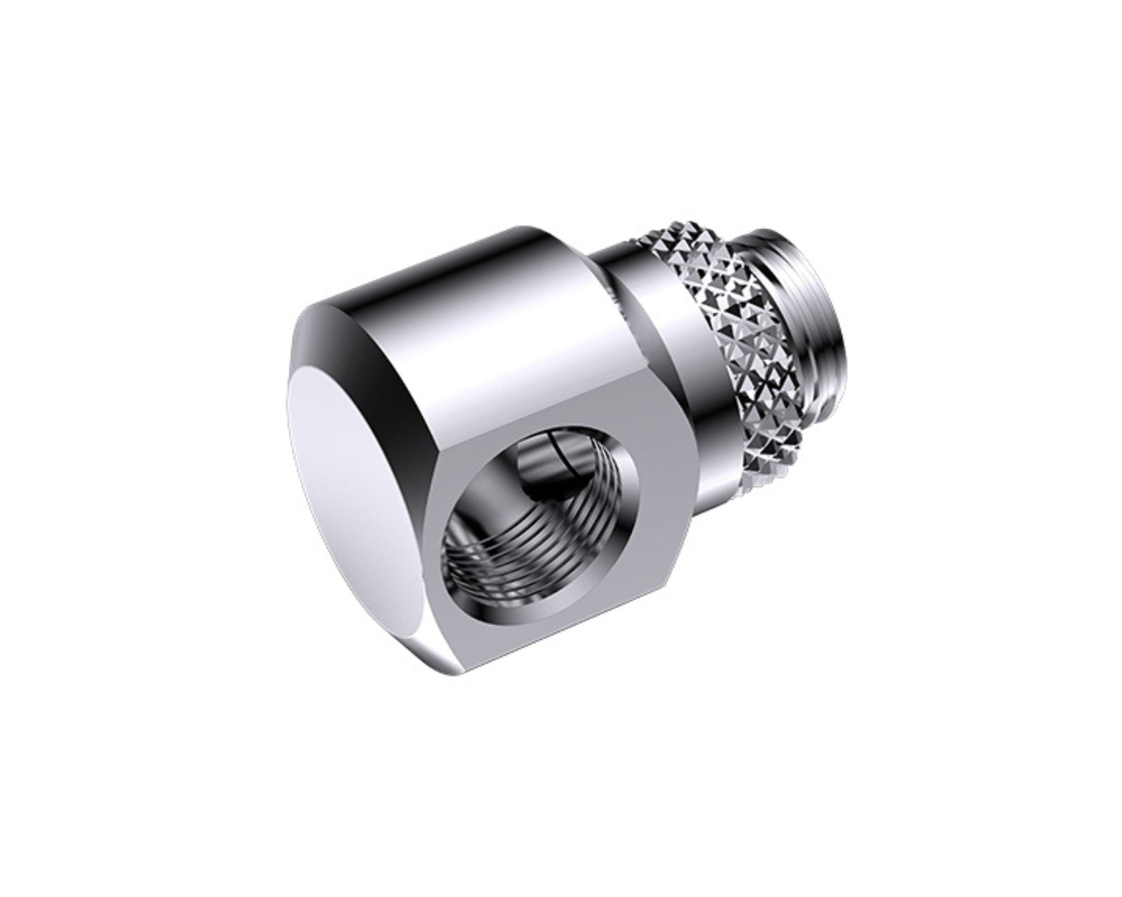 Bykski G 1/4in. Male to Female 360 Degree Rotary Elbow Fitting - 90 Degree Angle (CC-RD90S-X) - Silver