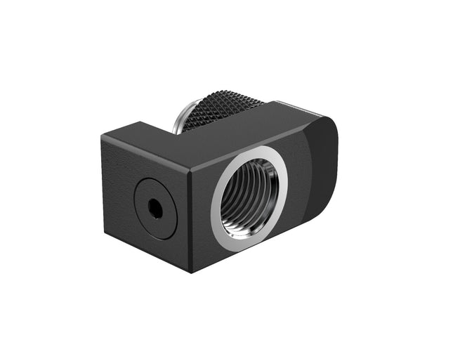 PrimoChill Male to Female G 1/4in. Supported Offset Rotary Fitting - Satin Black