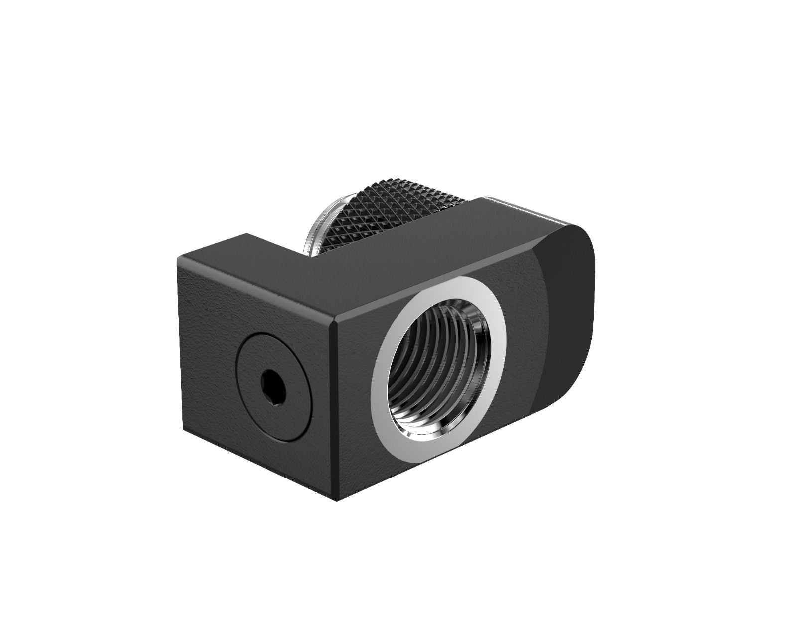 PrimoChill Male to Female G 1/4in. Supported Offset Rotary Fitting - Satin Black
