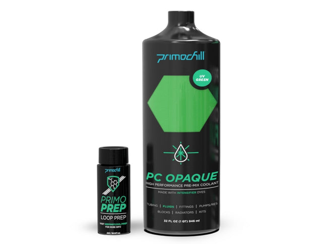 PrimoChill Opaque - Computer WaterCooling Show Coolant, Solid/Non-Transparent, Full Protection, Advanced User, PrimoPrep Included, Proudly Made in The USA (32oz/.9L) - UV Green