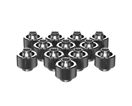 PrimoChill SecureFit SX - Premium Compression Fitting For 7/16in ID x 5/8in OD Flexible Tubing 12 Pack (F-SFSX758-12) - Available in 20+ Colors, Custom Watercooling Loop Ready - PrimoChill - KEEPING IT COOL Dark Nickel