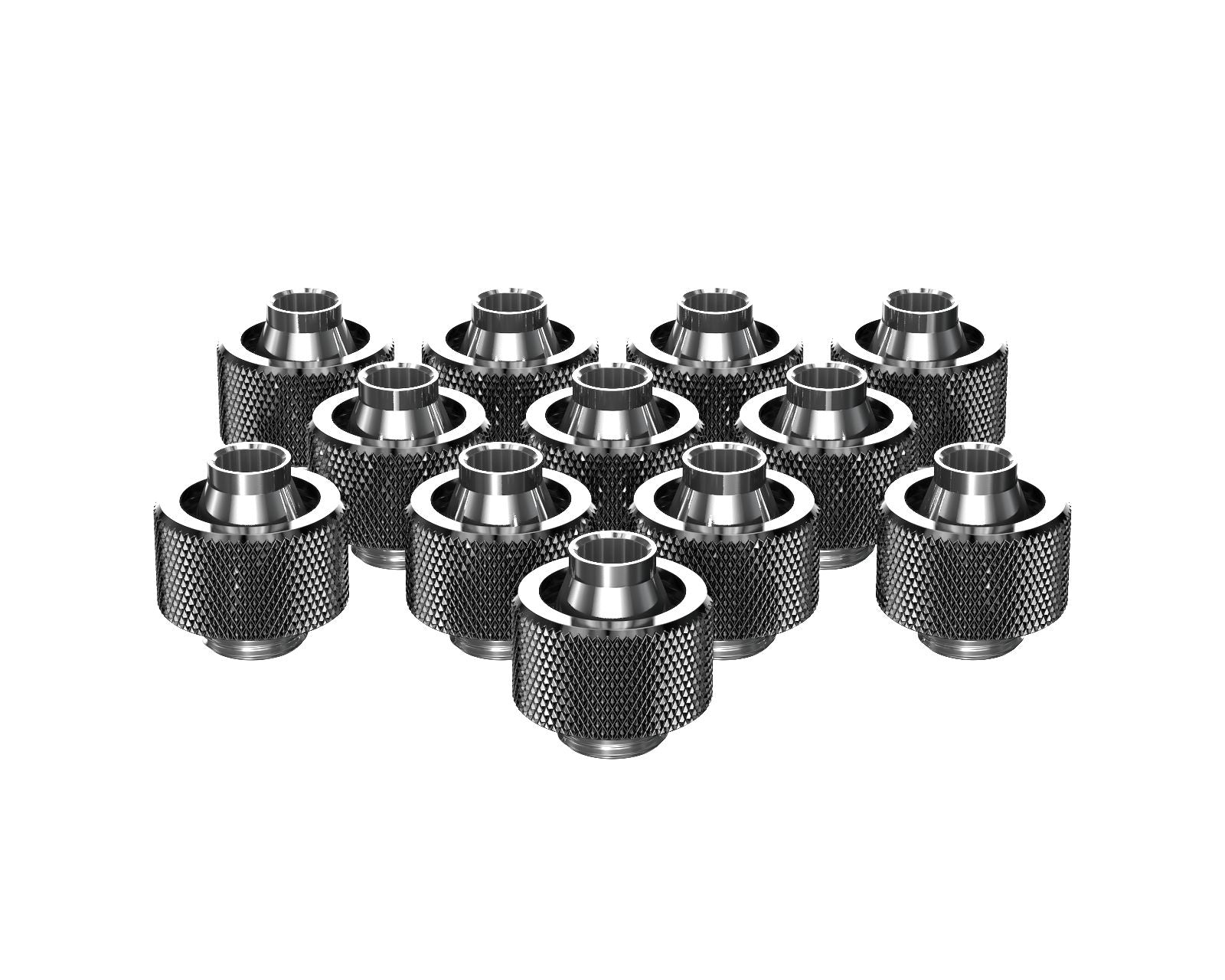 PrimoChill SecureFit SX - Premium Compression Fitting For 7/16in ID x 5/8in OD Flexible Tubing 12 Pack (F-SFSX758-12) - Available in 20+ Colors, Custom Watercooling Loop Ready - Dark Nickel