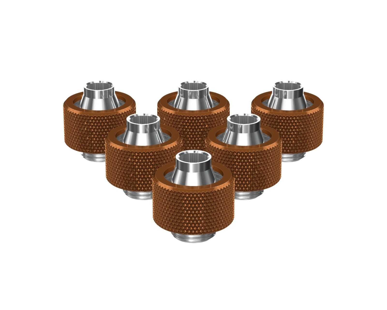 PrimoChill SecureFit SX - Premium Compression Fitting For 7/16in ID x 5/8in OD Flexible Tubing 6 Pack (F-SFSX758-6) - Available in 20+ Colors, Custom Watercooling Loop Ready - Copper