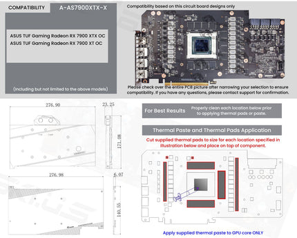 Bykski Full Coverage GPU Water Block and Backplate for ASUS TUF Gaming Radeon RX 7900 XT OC (A-AS7900XTX-X)