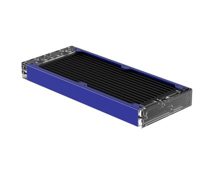 PrimoChill 240SL (30mm) EXIMO Modular Radiator, Clear Acrylic, 2x120mm, Dual Fan (R-SL-A24) Available in 20+ Colors, Assembled in USA and Custom Watercooling Loop Ready - True Blue
