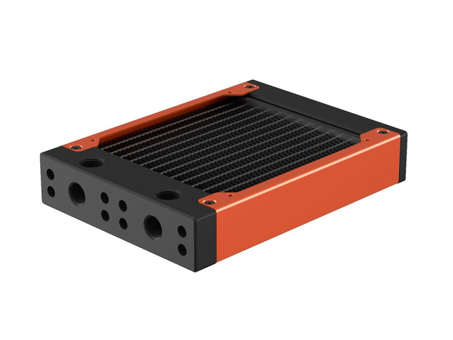 PrimoChill 120SL (30mm) EXIMO Modular Radiator, Black POM, 1x120mm, Single Fan (R-SL-BK12) Available in 20+ Colors, Assembled in USA and Custom Watercooling Loop Ready - PrimoChill - KEEPING IT COOL Candy Copper