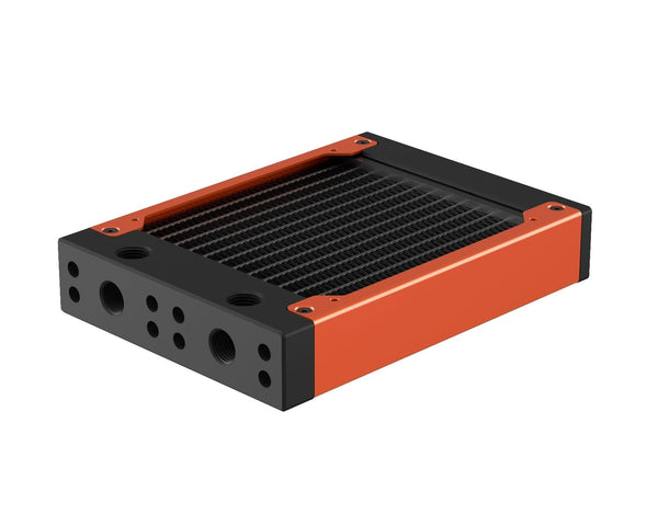 PrimoChill 120SL (30mm) EXIMO Modular Radiator, Black POM, 1x120mm, Single Fan (R-SL-BK12) Available in 20+ Colors, Assembled in USA and Custom Watercooling Loop Ready - PrimoChill - KEEPING IT COOL Candy Copper