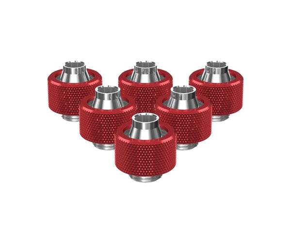 PrimoChill SecureFit SX - Premium Compression Fitting For 3/8in ID x 5/8in OD Flexible Tubing 6 Pack (F-SFSX58-6) - Available in 20+ Colors, Custom Watercooling Loop Ready - PrimoChill - KEEPING IT COOL Candy Red