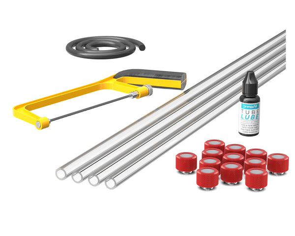 PrimoChill (Professional Kit) 4x 14mm Acrylic/PMMA Tubes, 12x Metrix SX Fitting, Bending Cord and Cutting Tool - Razor Red