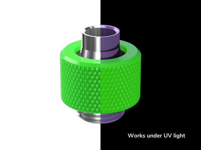 PrimoChill SecureFit SX - Premium Compression Fitting For 3/8in ID x 1/2in OD Flexible Tubing (F-SFSX12) - Available in 20+ Colors, Custom Watercooling Loop Ready - UV Green