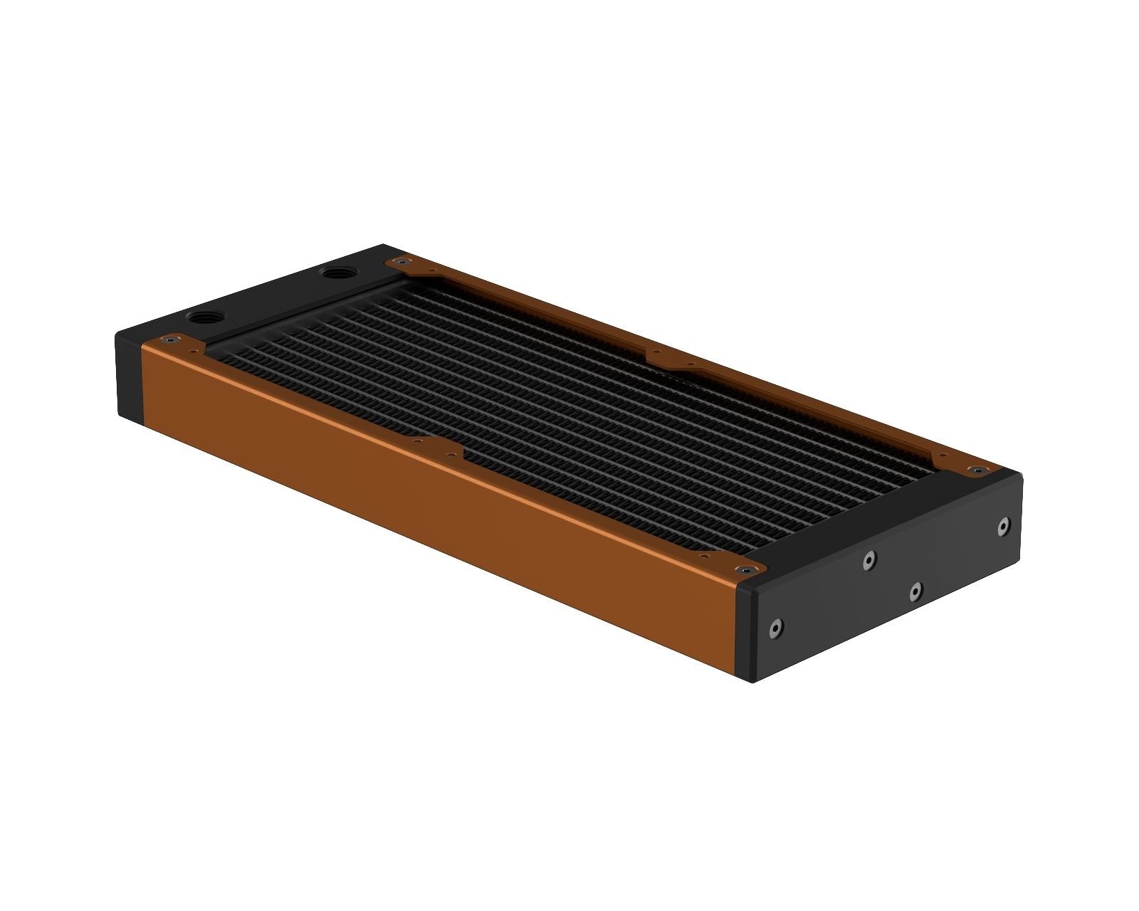 PrimoChill 240SL (30mm) EXIMO Modular Radiator, Black POM, 2x120mm, Dual Fan (R-SL-BK24) Available in 20+ Colors, Assembled in USA and Custom Watercooling Loop Ready - Copper