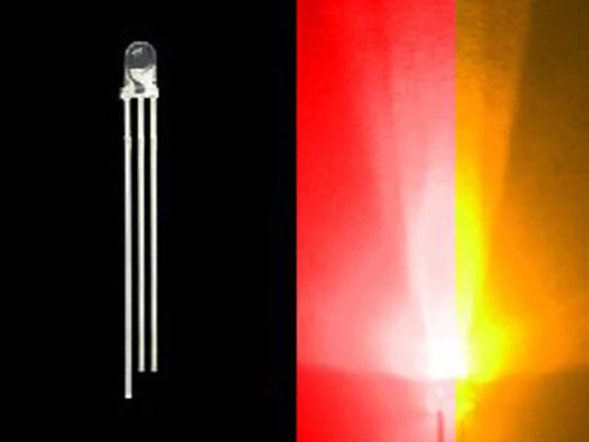 3mm Bi-Colored 3 Prong LED Bulb- Red/Amber- 50 Pack