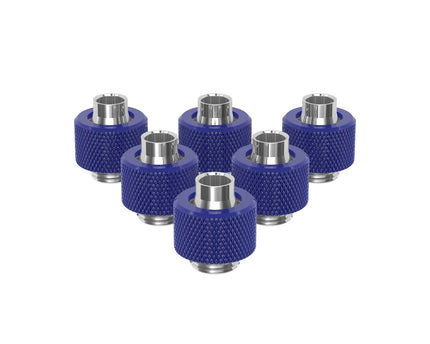 PrimoChill SecureFit SX - Premium Compression Fitting For 3/8in ID x 1/2in OD Flexible Tubing 6 Pack (F-SFSX12-6) - Available in 20+ Colors, Custom Watercooling Loop Ready - PrimoChill - KEEPING IT COOL True Blue
