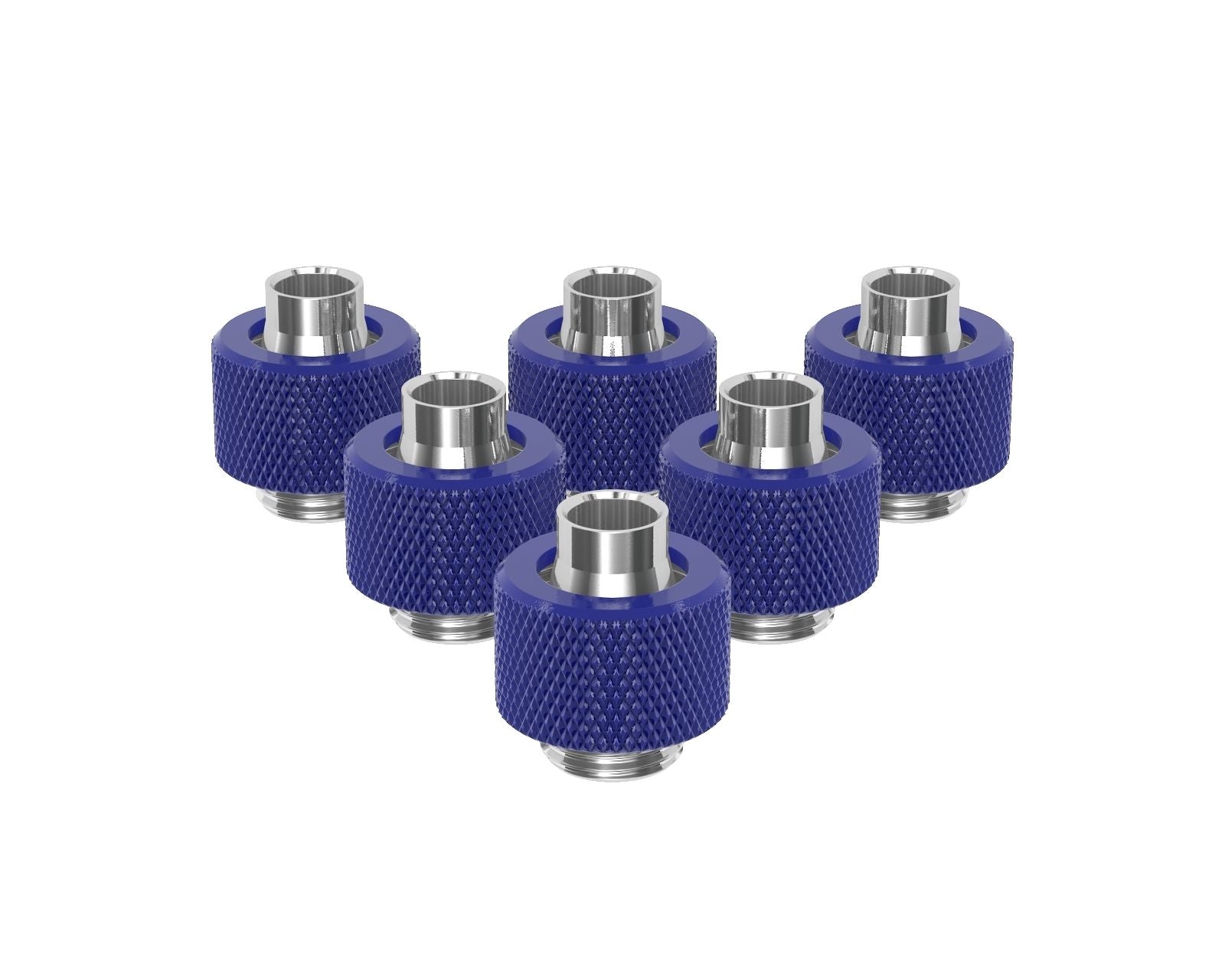 PrimoChill SecureFit SX - Premium Compression Fitting For 3/8in ID x 1/2in OD Flexible Tubing 6 Pack (F-SFSX12-6) - Available in 20+ Colors, Custom Watercooling Loop Ready - True Blue