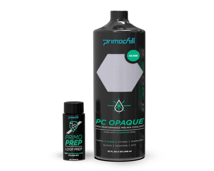 PrimoChill Opaque - Computer WaterCooling Show Coolant, Solid/Non-Transparent, Full Protection, Advanced User, PrimoPrep Included, Proudly Made in The USA (32oz/.9L) - Sterling Silver