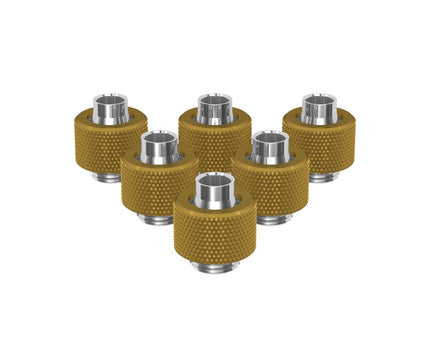 PrimoChill SecureFit SX - Premium Compression Fitting For 3/8in ID x 1/2in OD Flexible Tubing 6 Pack (F-SFSX12-6) - Available in 20+ Colors, Custom Watercooling Loop Ready - PrimoChill - KEEPING IT COOL Gold