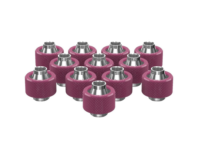 PrimoChill SecureFit SX - Premium Compression Fitting For 3/8in ID x 5/8in OD Flexible Tubing 12 Pack (F-SFSX58-12) - Available in 20+ Colors, Custom Watercooling Loop Ready - Magenta