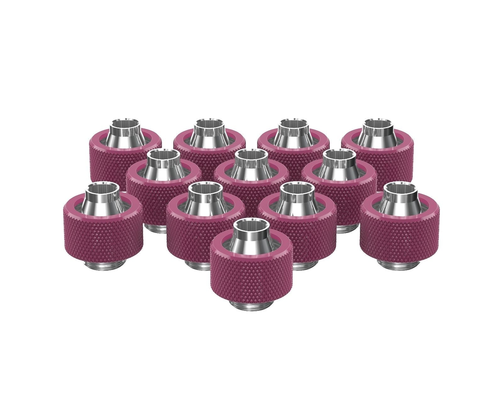 PrimoChill SecureFit SX - Premium Compression Fitting For 3/8in ID x 5/8in OD Flexible Tubing 12 Pack (F-SFSX58-12) - Available in 20+ Colors, Custom Watercooling Loop Ready - Magenta