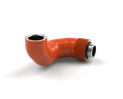 PrimoChill Male to Female G 1/4in. 180 Degree SX Triple Rotary Elbow Fitting - Orange