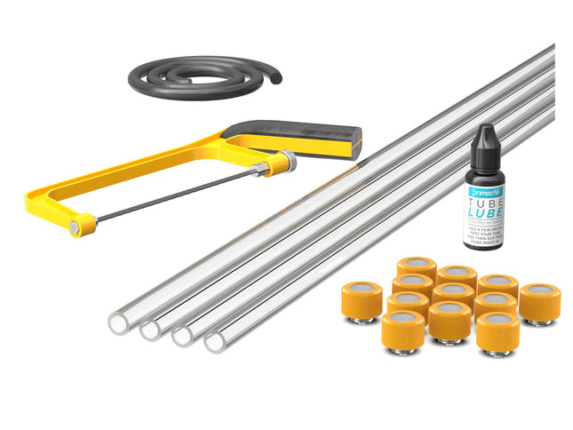 PrimoChill (Professional Kit) 4x 14mm Acrylic/PMMA Tubes, 12x Metrix SX Fitting, Bending Cord and Cutting Tool - Yellow