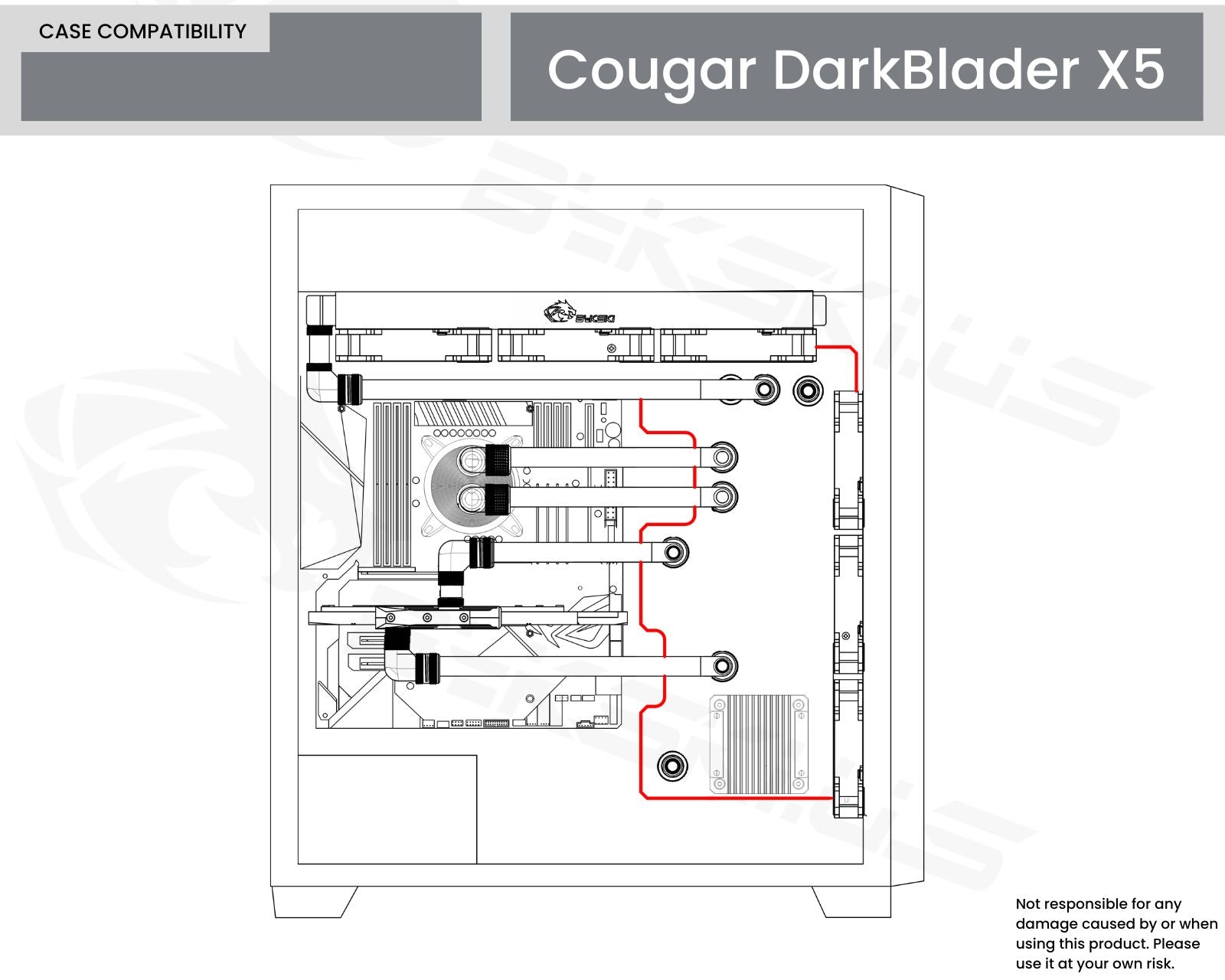 Bykski Distro Plate For COUGAR Dark Blader X5 - PMMA w/ 5v Addressable RGB(RBW) (RGV-CG-DB-X5-P-K) - DDC Pump With Armor