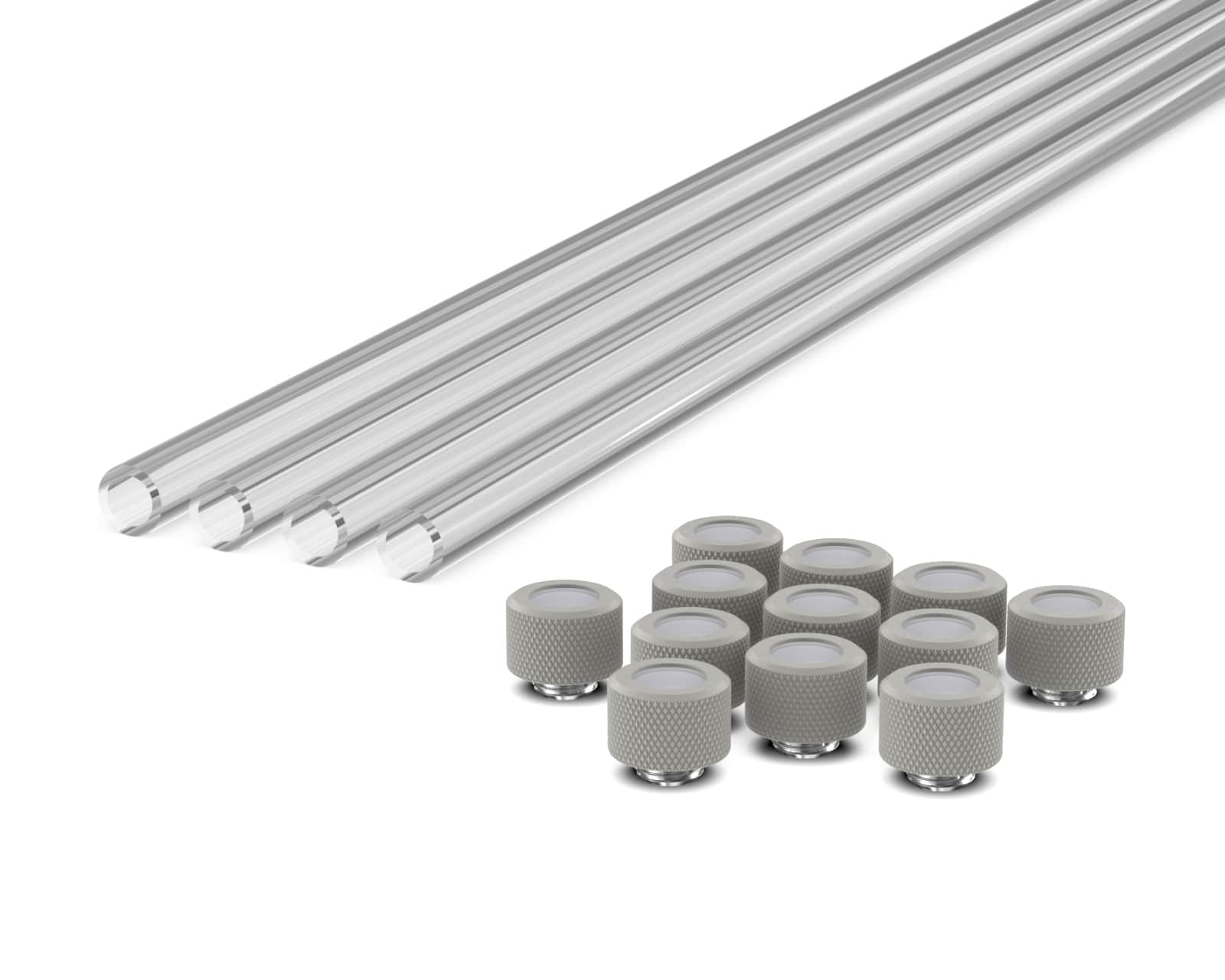 PrimoChill (Basic Kit) 4x 14mm Acrylic/PMMA Tubes, 12x Metric SX Fittings - TX Matte Silver