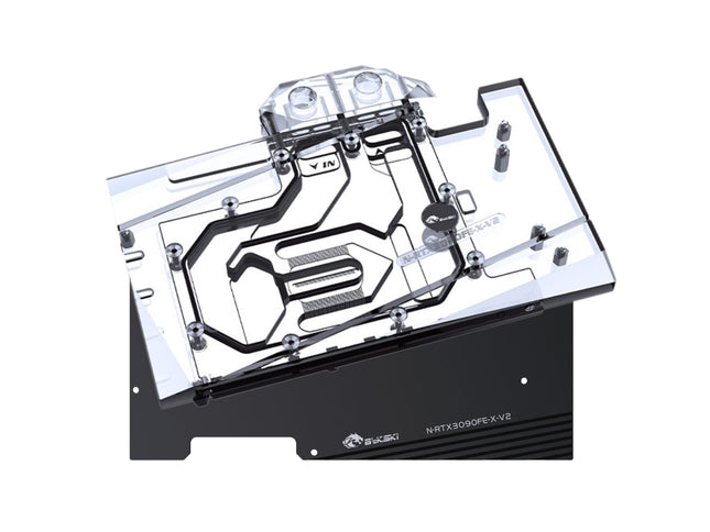 Bykski Full Coverage GPU Water Block and Backplate for nVidia Founders Edition RTX 3090 (N-RTX3090FE-X-V2) - Clear