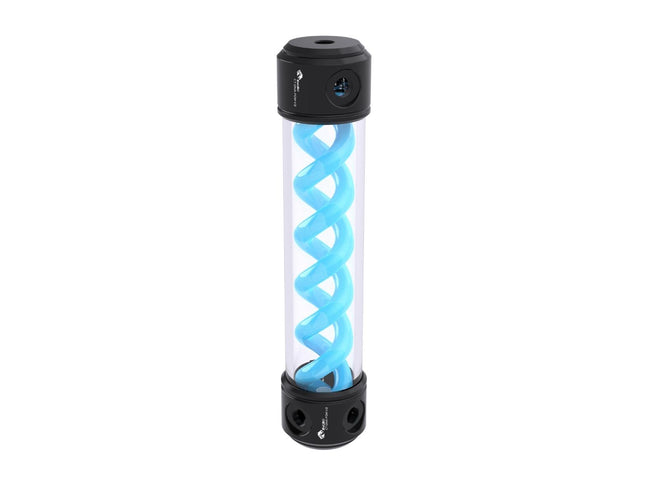Bykski 50mm Cylindrical DNA Reservoir - Black POM - 260mm w/ LED strip (CT-DNA-POM-V2-260) - Blue