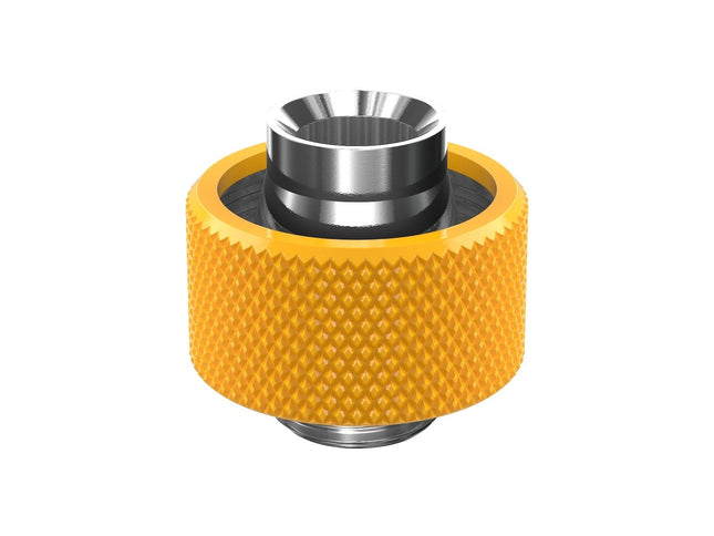 PrimoChill SecureFit SX - Premium Compression Fitting For 1/2in ID x 3/4in OD Flexible Tubing (F-SFSX34) - Available in 20+ Colors, Custom Watercooling Loop Ready - Yellow