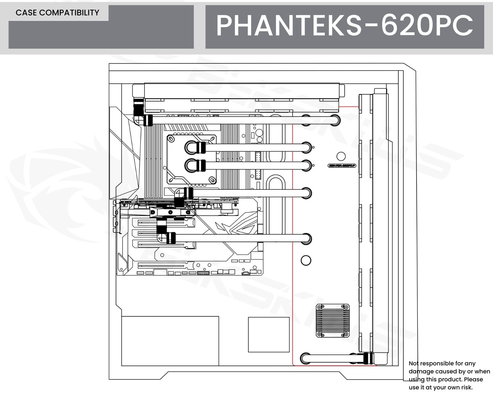 Bykski Distro Plate For PHANTEKS-620PC PMMA w/ 5v Addressable RGB(RBW) (RGV-PHA-620PC-P-K) - DDC Pump With Armor