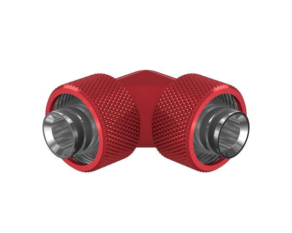 PrimoChill SecureFit SX - Premium 90 Degree Compression Fitting Set For 1/2in ID x 3/4in OD Flexible Tubing (F-SFSX3490) - Available in 20+ Colors, Custom Watercooling Loop Ready - PrimoChill - KEEPING IT COOL Candy Red