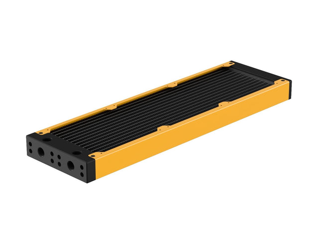 PrimoChill 360SL (30mm) EXIMO Modular Radiator, Black POM, 3x120mm, Triple Fan (R-SL-BK36) Available in 20+ Colors, Assembled in USA and Custom Watercooling Loop Ready - Yellow