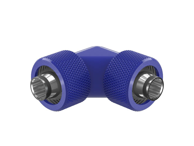PrimoChill SecureFit SX - Premium 90 Degree Compression Fitting Set For 7/16in ID x 5/8in OD Flexible Tubing (F-SFSX75890) - Available in 20+ Colors, Custom Watercooling Loop Ready - True Blue
