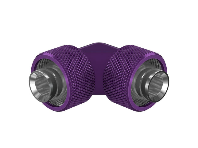 PrimoChill SecureFit SX - Premium 90 Degree Compression Fitting Set For 1/2in ID x 3/4in OD Flexible Tubing (F-SFSX3490) - Available in 20+ Colors, Custom Watercooling Loop Ready - Candy Purple