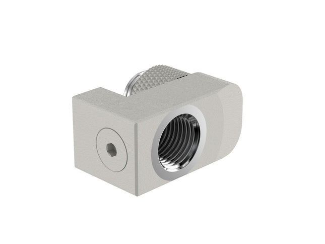 PrimoChill Male to Female G 1/4in. Supported Offset Rotary Fitting - TX Matte Silver