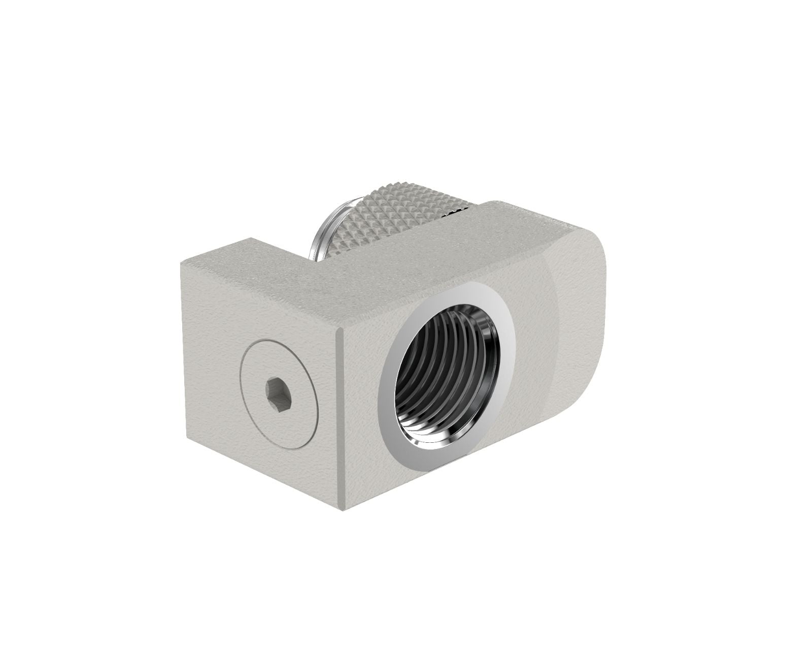 PrimoChill Male to Female G 1/4in. Supported Offset Rotary Fitting - TX Matte Silver