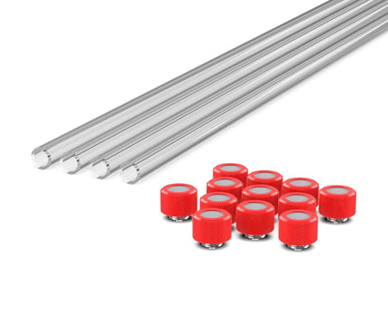 PrimoChill (Basic Kit) 4x 14mm Acrylic/PMMA Tubes, 12x Metric SX Fittings - UV Red