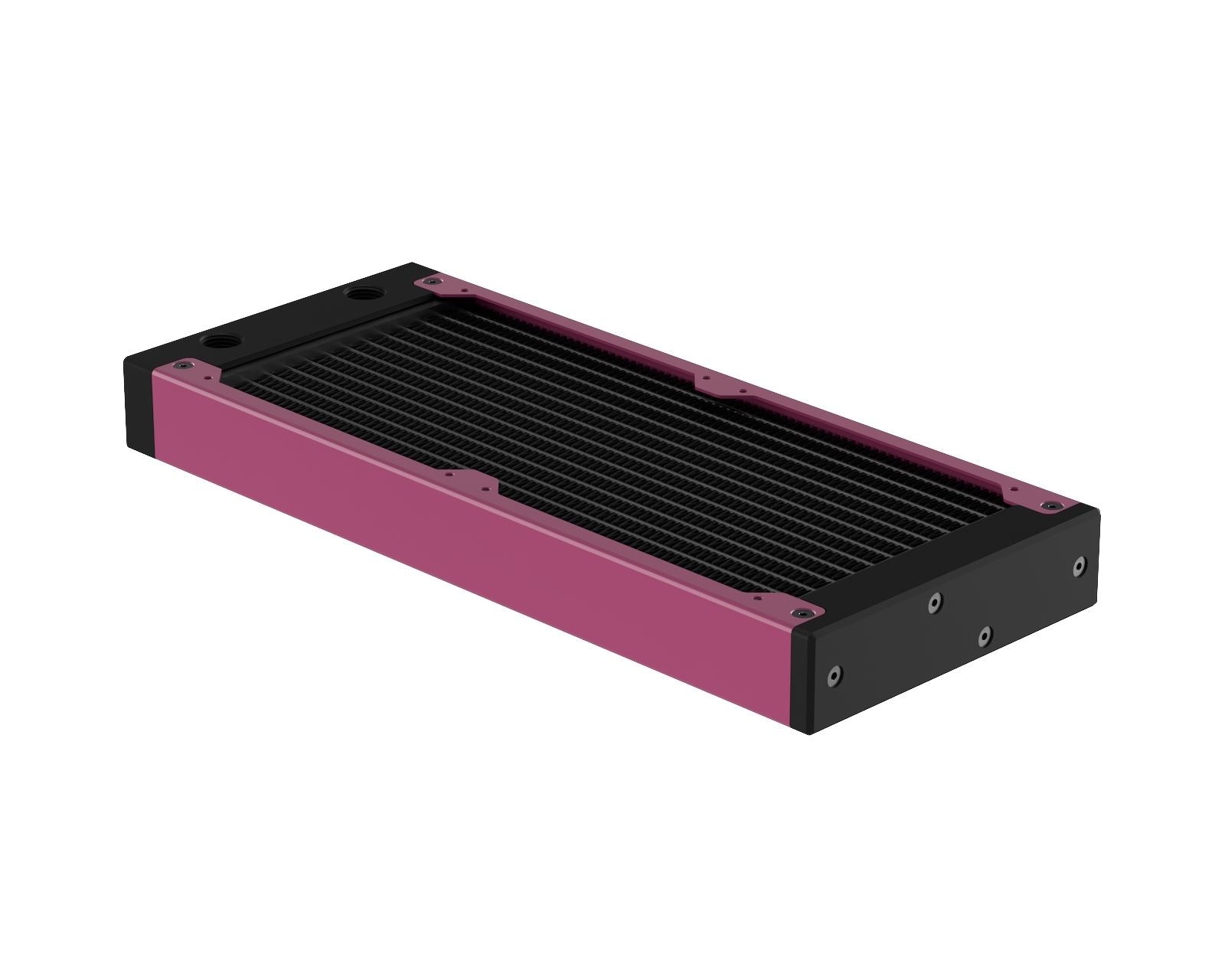 PrimoChill 240SL (30mm) EXIMO Modular Radiator, Black POM, 2x120mm, Dual Fan (R-SL-BK24) Available in 20+ Colors, Assembled in USA and Custom Watercooling Loop Ready - Magenta