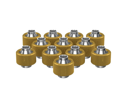 PrimoChill SecureFit SX - Premium Compression Fitting For 3/8in ID x 5/8in OD Flexible Tubing 12 Pack (F-SFSX58-12) - Available in 20+ Colors, Custom Watercooling Loop Ready - PrimoChill - KEEPING IT COOL Gold