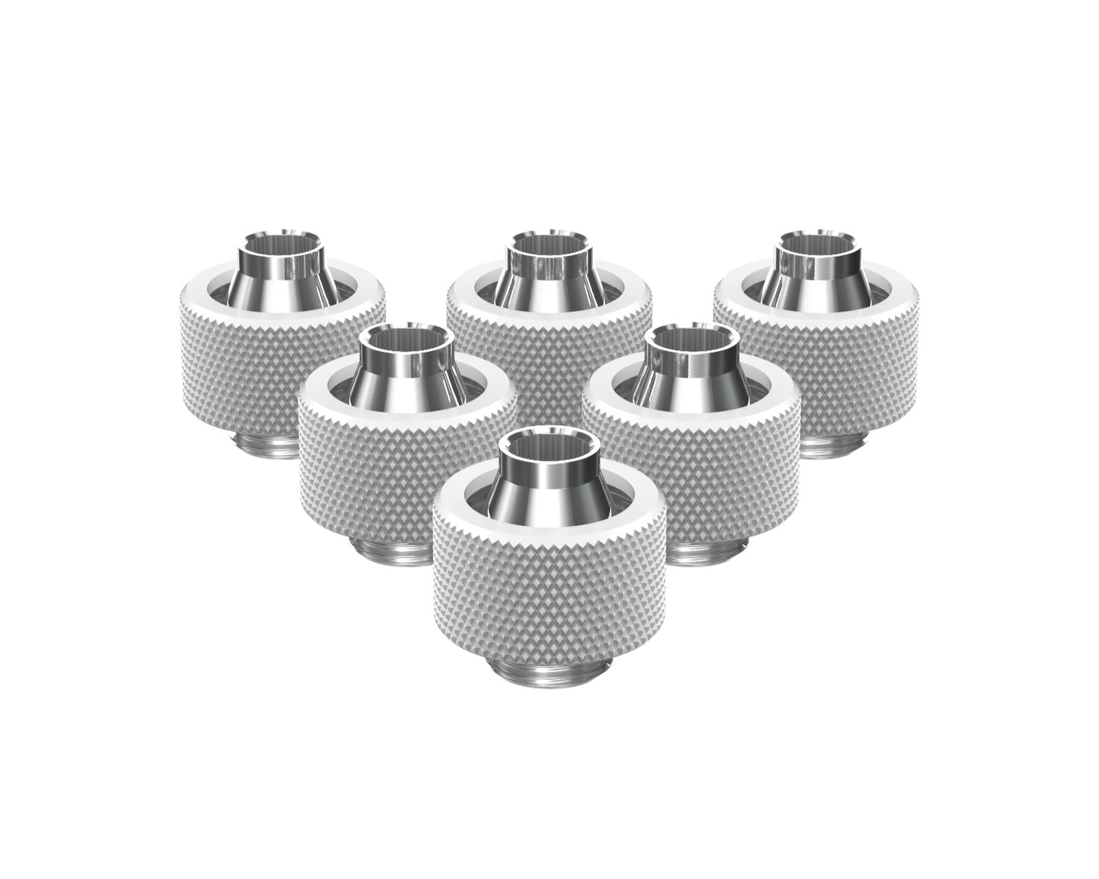 PrimoChill SecureFit SX - Premium Compression Fitting For 3/8in ID x 5/8in OD Flexible Tubing 6 Pack (F-SFSX58-6) - Available in 20+ Colors, Custom Watercooling Loop Ready - Sky White