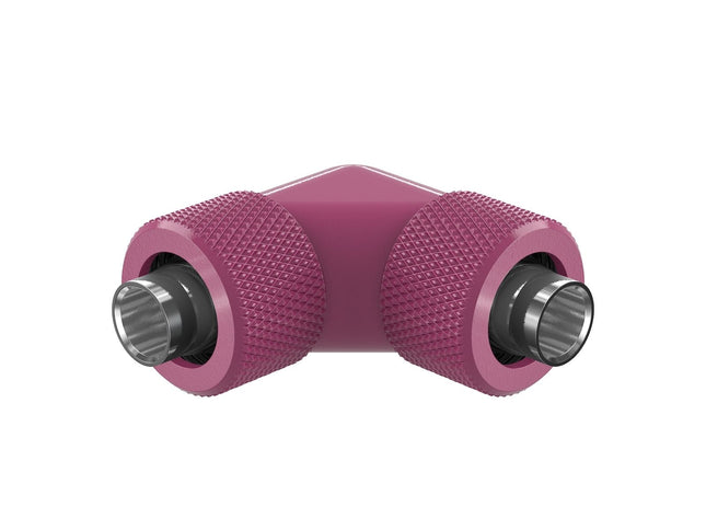 PrimoChill SecureFit SX - Premium 90 Degree Compression Fitting Set For 3/8in ID x 1/2in OD Flexible Tubing (F-SFSX1290) - Available in 20+ Colors, Custom Watercooling Loop Ready - Magenta
