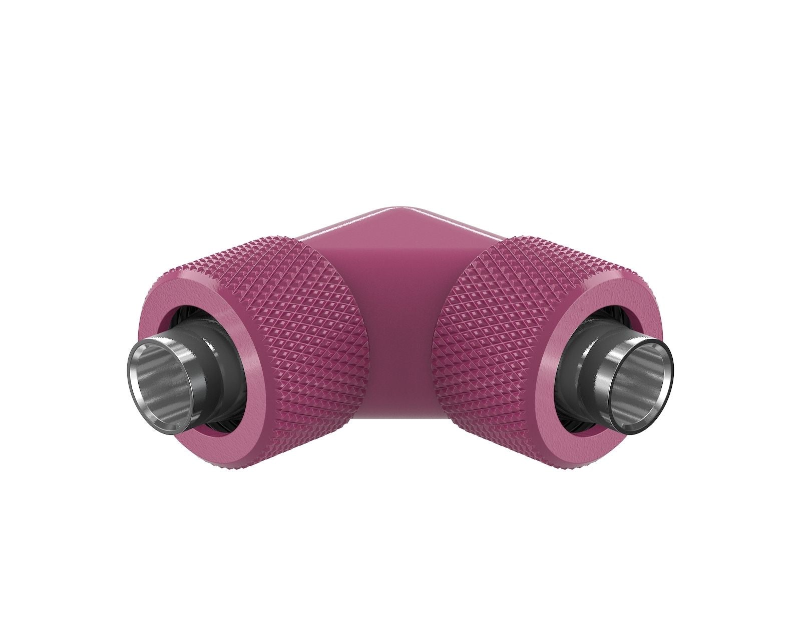 PrimoChill SecureFit SX - Premium 90 Degree Compression Fitting Set For 3/8in ID x 1/2in OD Flexible Tubing (F-SFSX1290) - Available in 20+ Colors, Custom Watercooling Loop Ready - Magenta