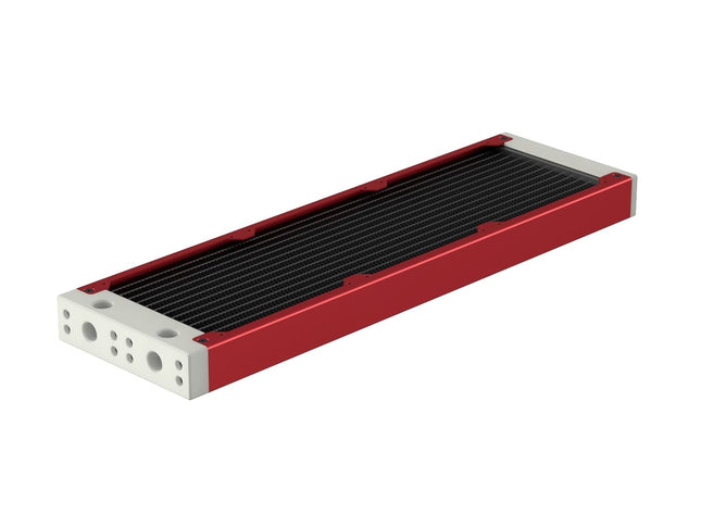 PrimoChill 360SL (30mm) EXIMO Modular Radiator, White POM, 3x120mm, Triple Fan (R-SL-W36) Available in 20+ Colors, Assembled in USA and Custom Watercooling Loop Ready - Candy Red
