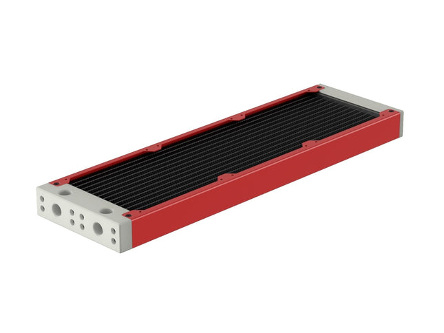 PrimoChill 360SL (30mm) EXIMO Modular Radiator, White POM, 3x120mm, Triple Fan (R-SL-W36) Available in 20+ Colors, Assembled in USA and Custom Watercooling Loop Ready - Razor Red