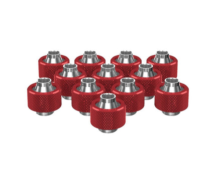 PrimoChill SecureFit SX - Premium Compression Fitting For 7/16in ID x 5/8in OD Flexible Tubing 12 Pack (F-SFSX758-12) - Available in 20+ Colors, Custom Watercooling Loop Ready - PrimoChill - KEEPING IT COOL Candy Red